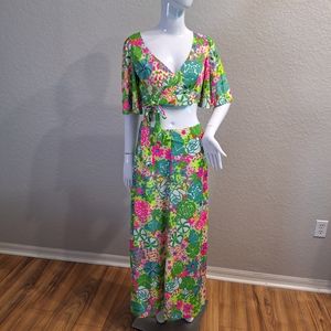 Hand Made Maxi Skirt and crop top 60's-70's